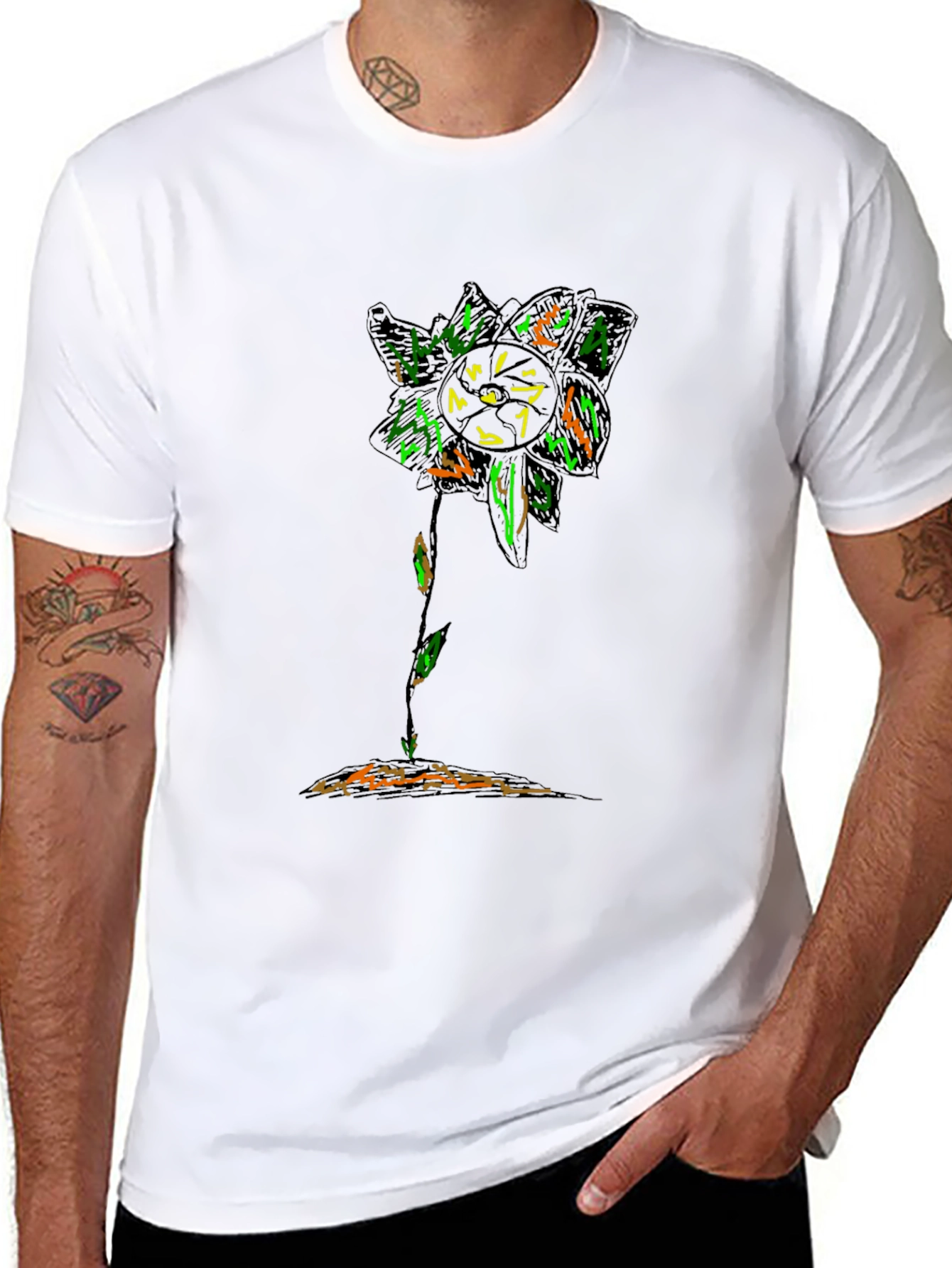 Cool Flower Graphic Black T-Shirt