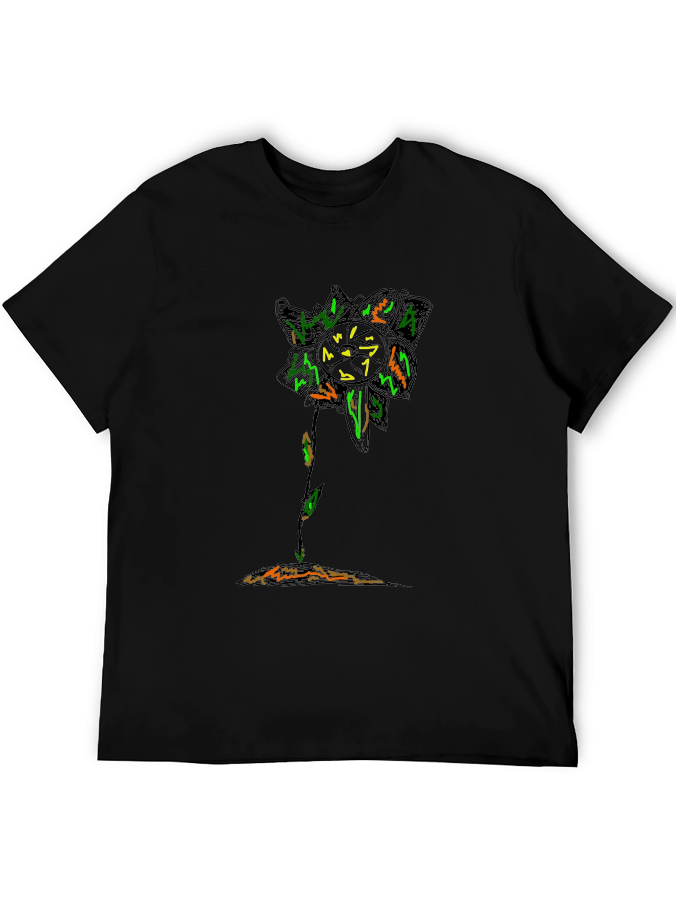 Cool Flower Graphic Black T-Shirt