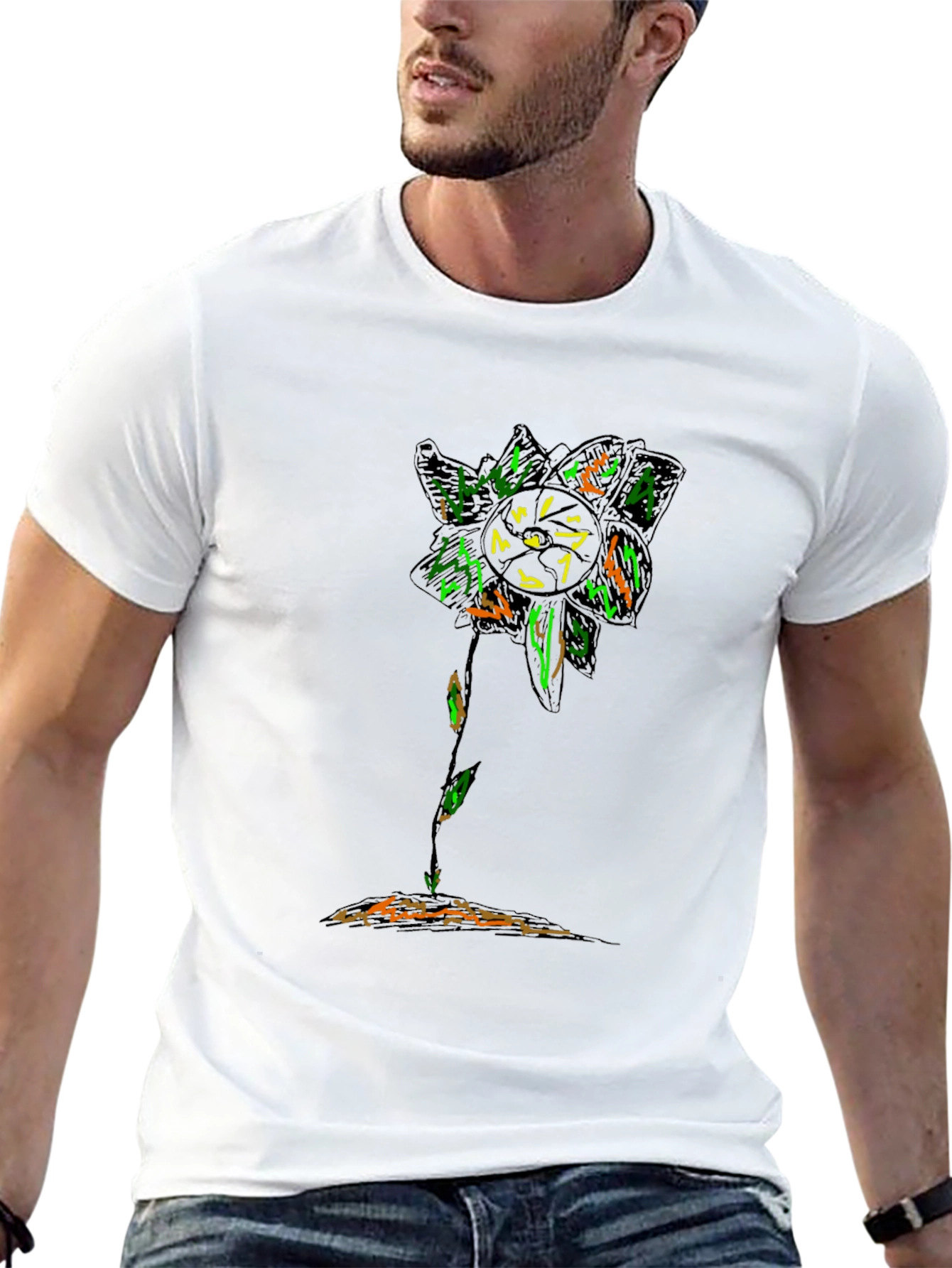 Cool Flower Graphic Black T-Shirt