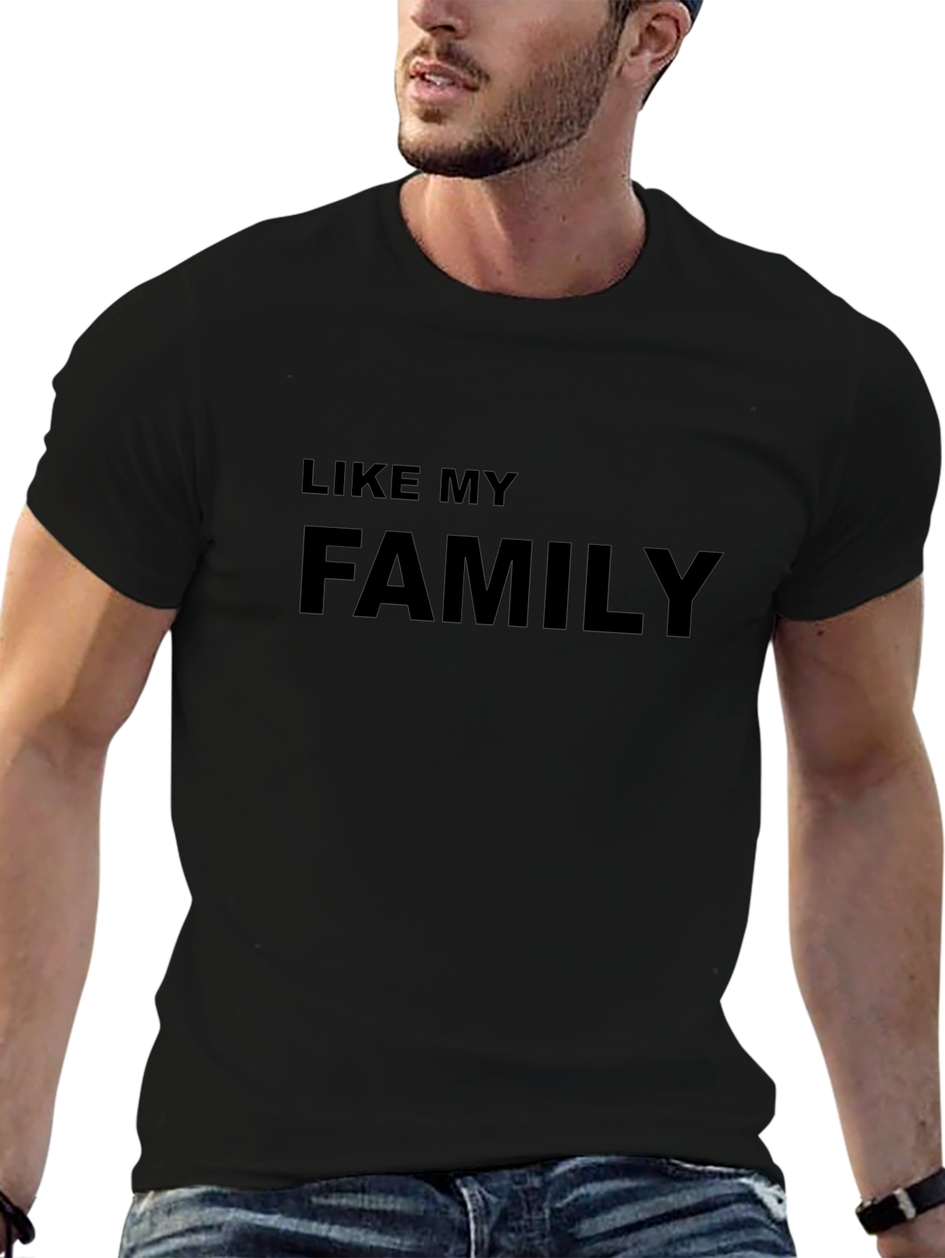 Like My Family Graphic T-Shirt - Black