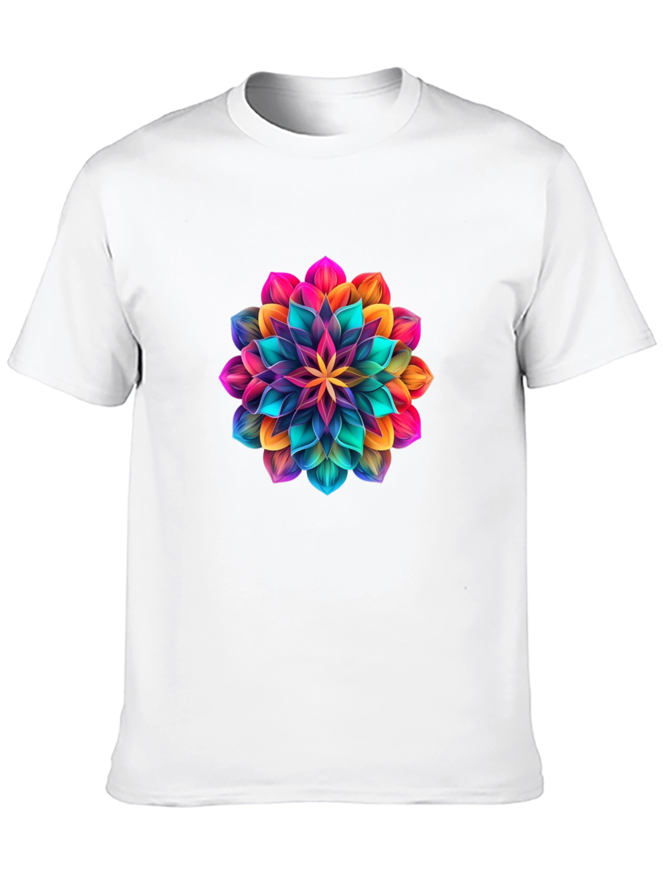 Mens Black T-Shirt with Vibrant Floral Design