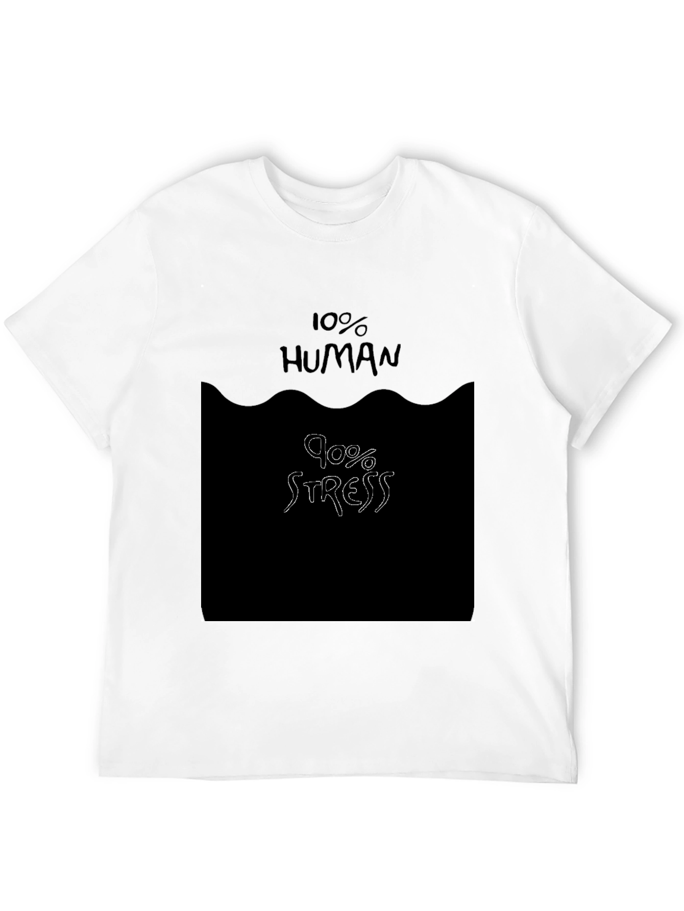 Funny 10% Human 90% Stress Black T-Shirt