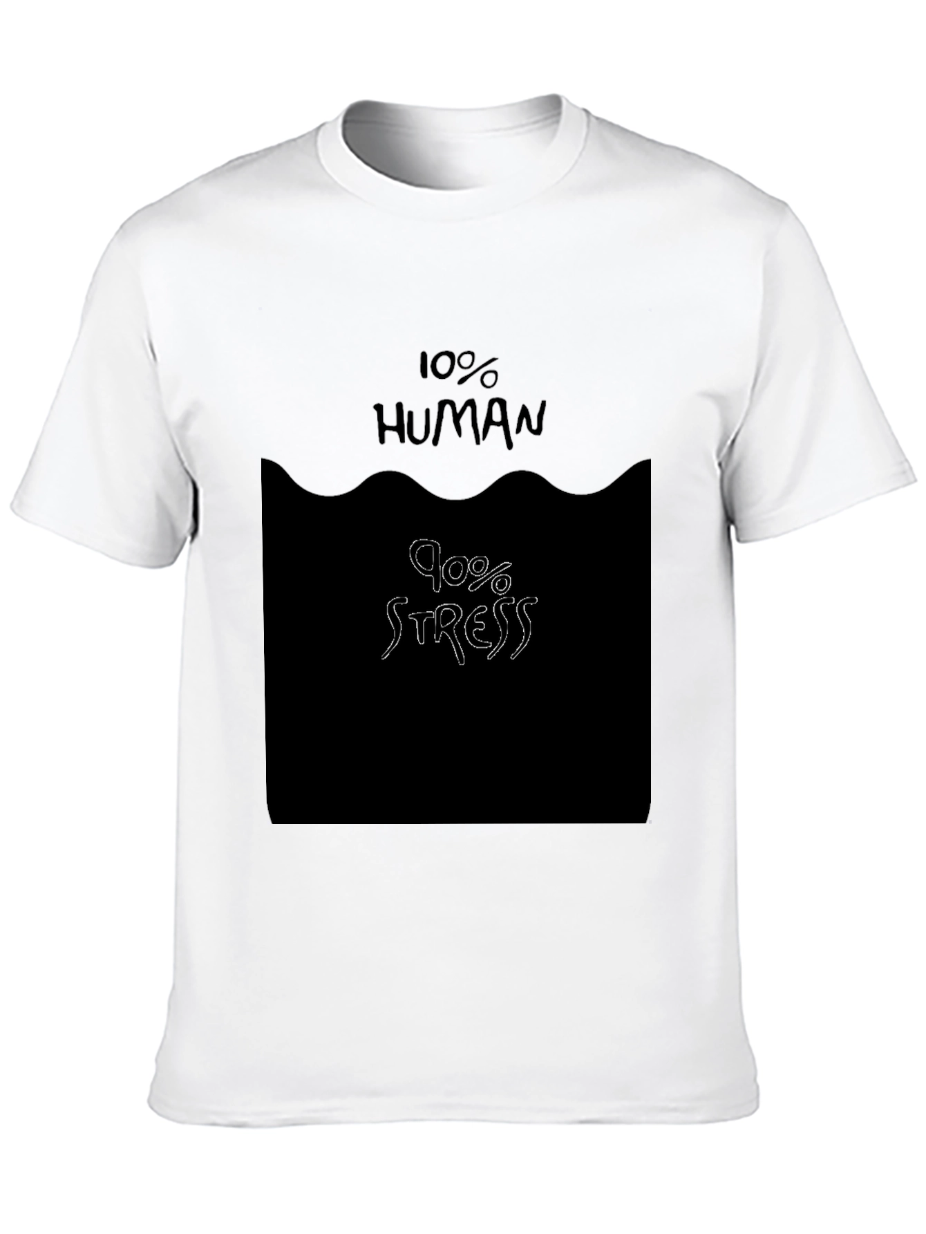 Funny 10% Human 90% Stress Black T-Shirt