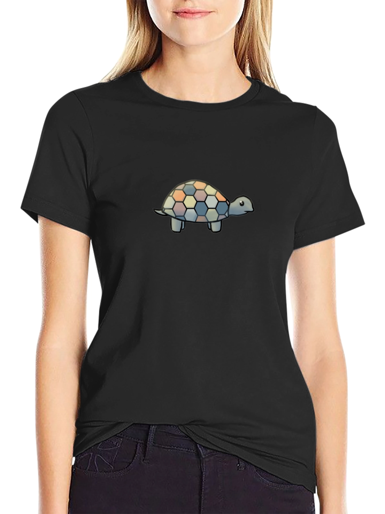 Turtle Patterned Mens Black T-Shirt