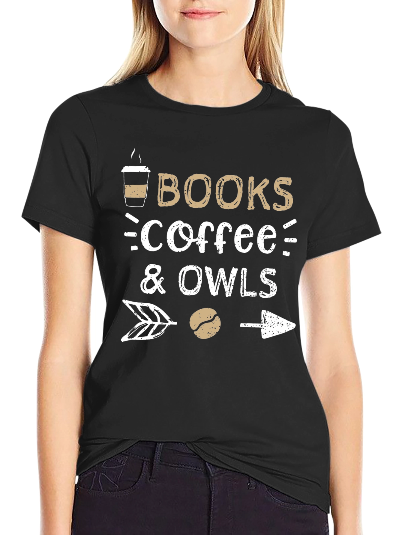Books Coffee Owls Graphic T-Shirt