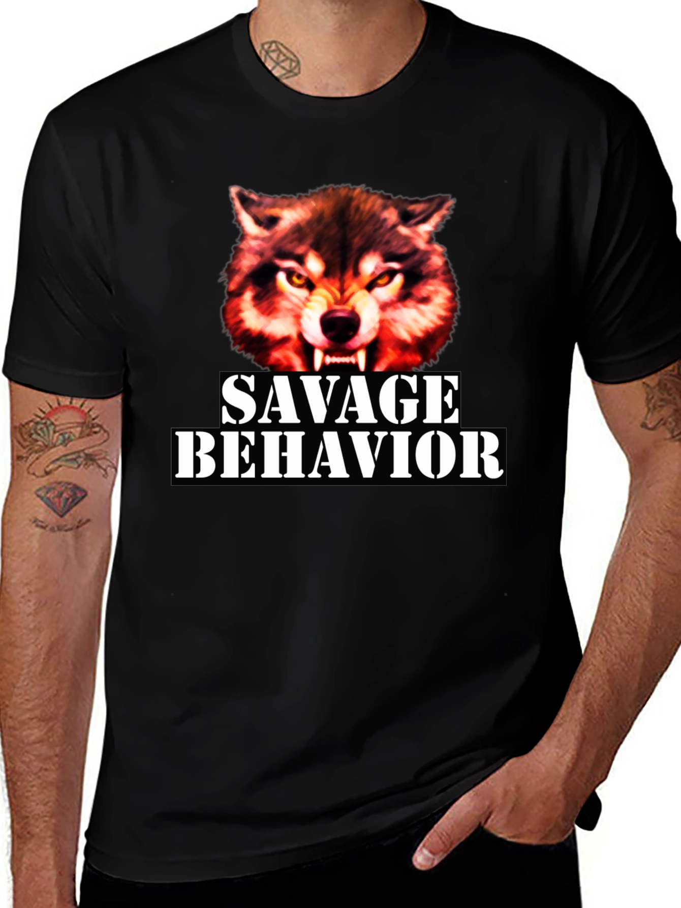Savage Behavior Wolf Graphic T-Shirt
