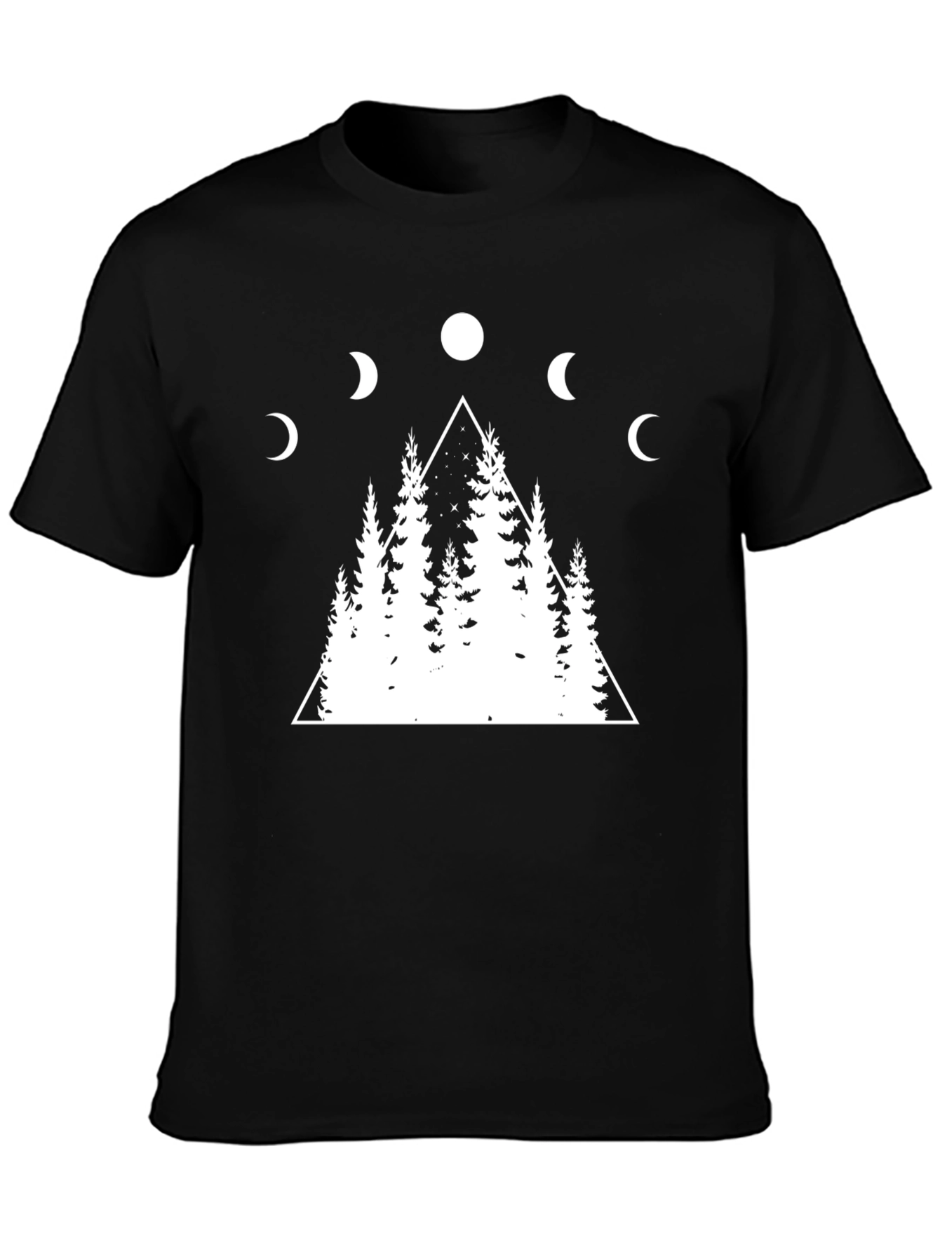Moon Phase Forest Graphic Tee - Black