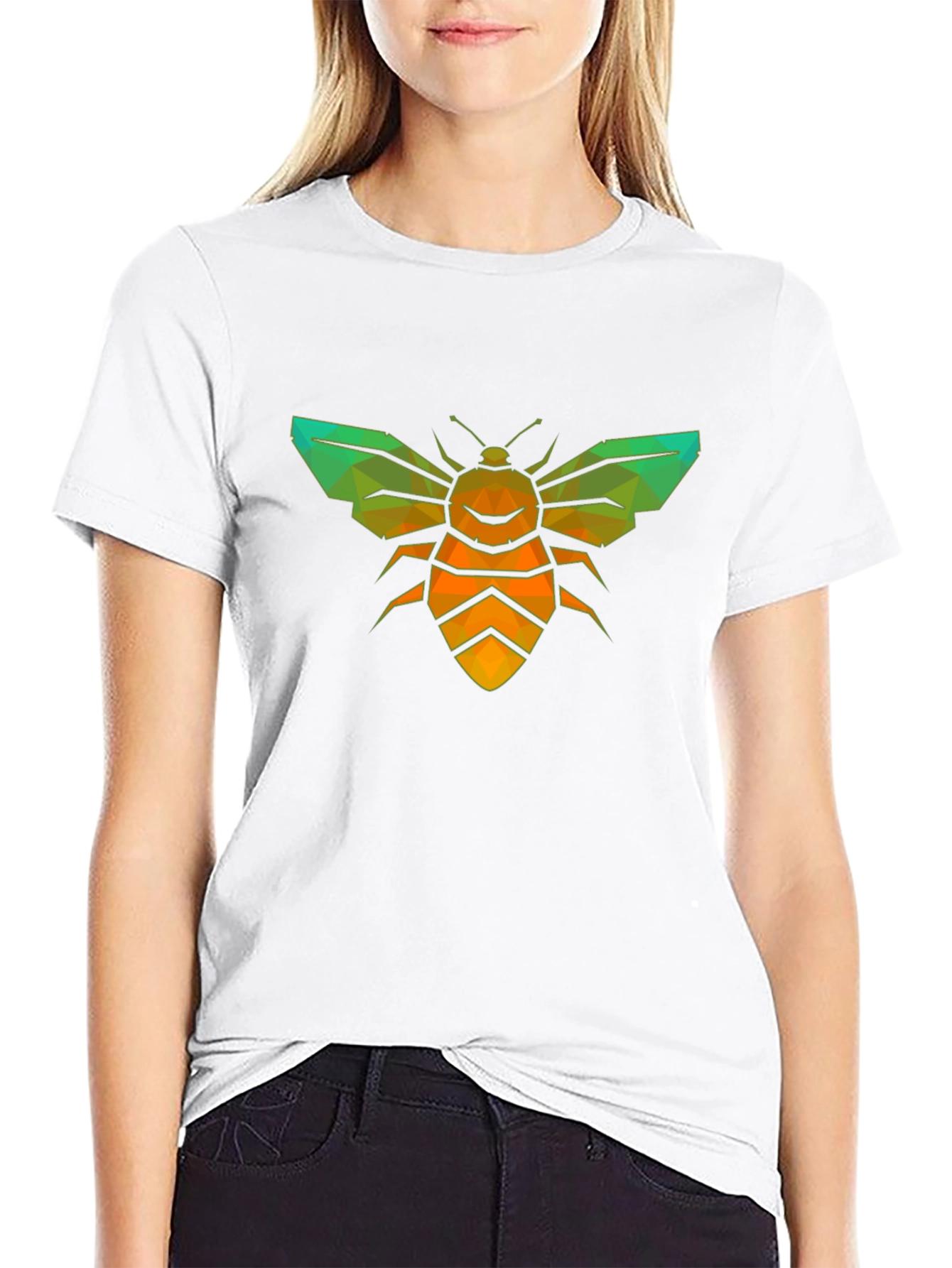 Geometric Bee Graphic Tee - Stylish Insect Design