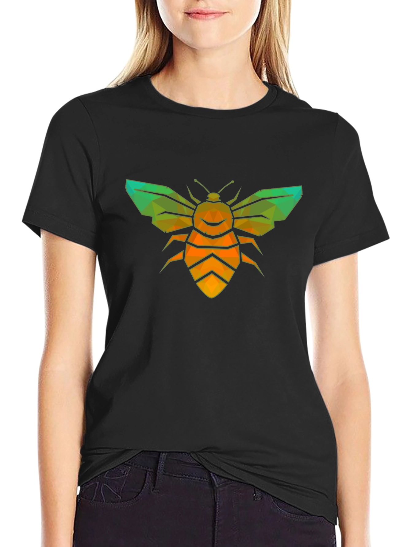 Geometric Bee Graphic Tee - Stylish Insect Design