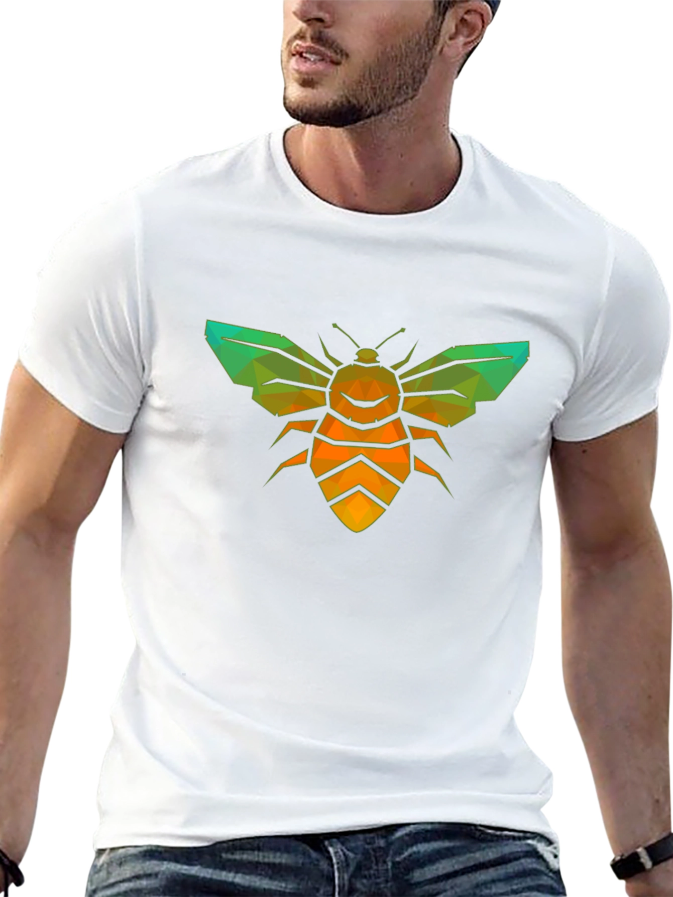Geometric Bee Graphic Tee - Stylish Insect Design
