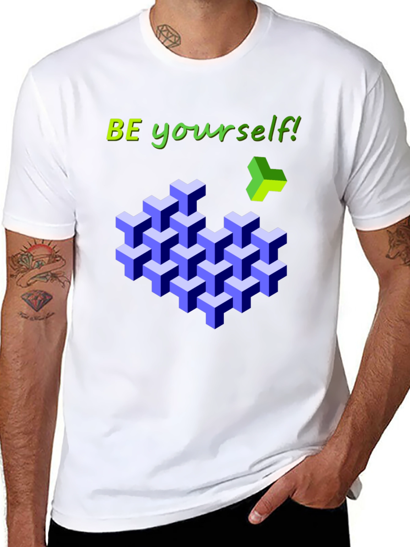 Be Yourself 3D Cube Tee - Stylish Graphic T-Shirt