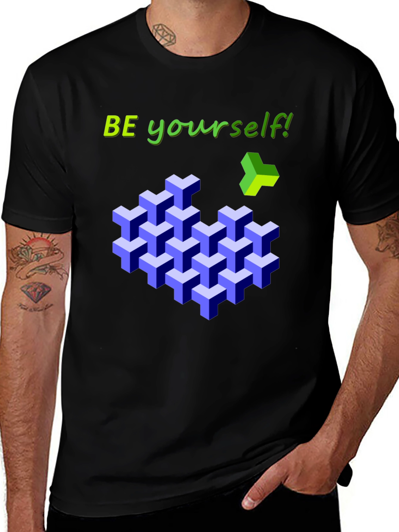 Be Yourself 3D Cube Tee - Stylish Graphic T-Shirt
