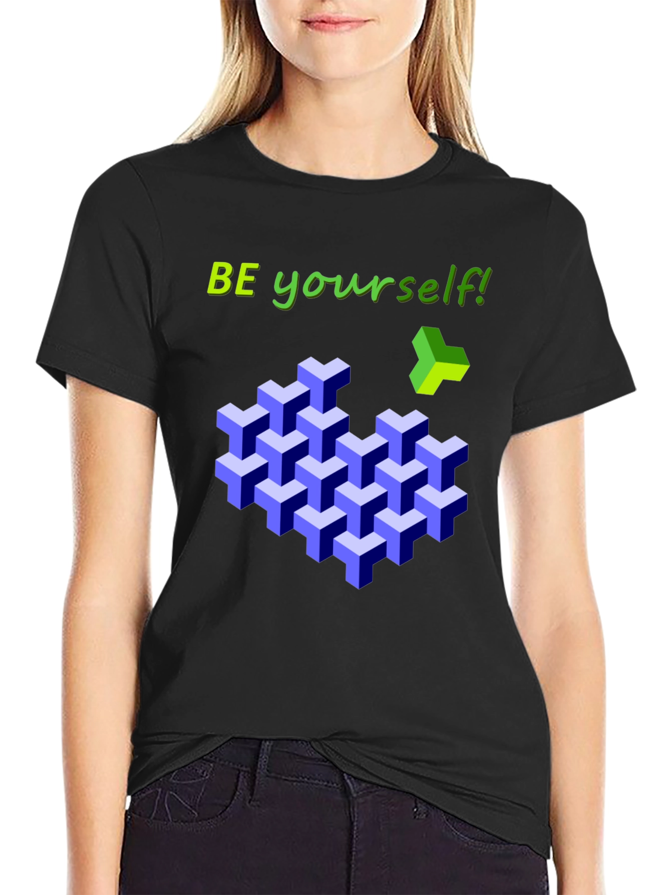 Be Yourself 3D Cube Tee - Stylish Graphic T-Shirt