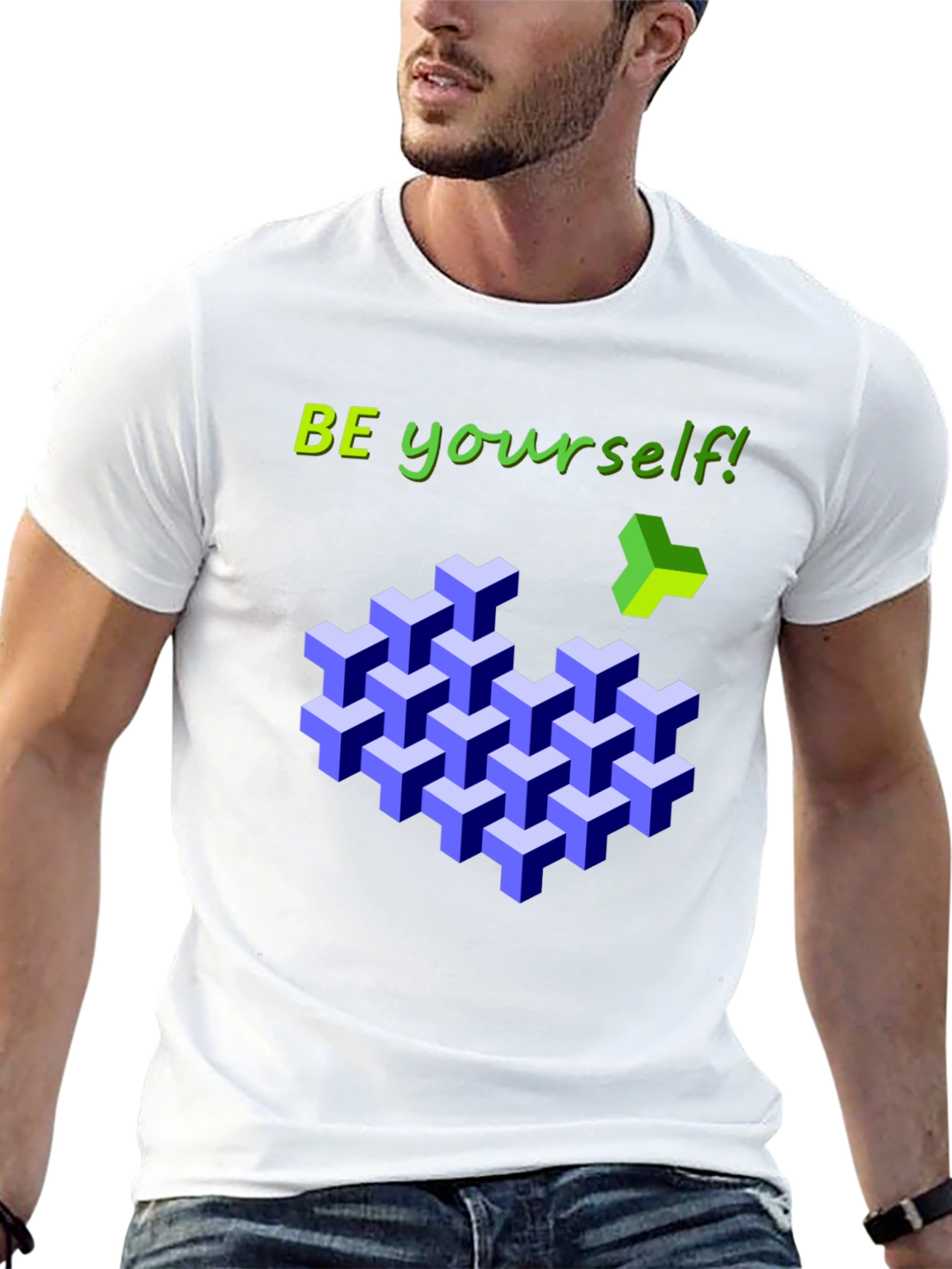 Be Yourself 3D Cube Tee - Stylish Graphic T-Shirt
