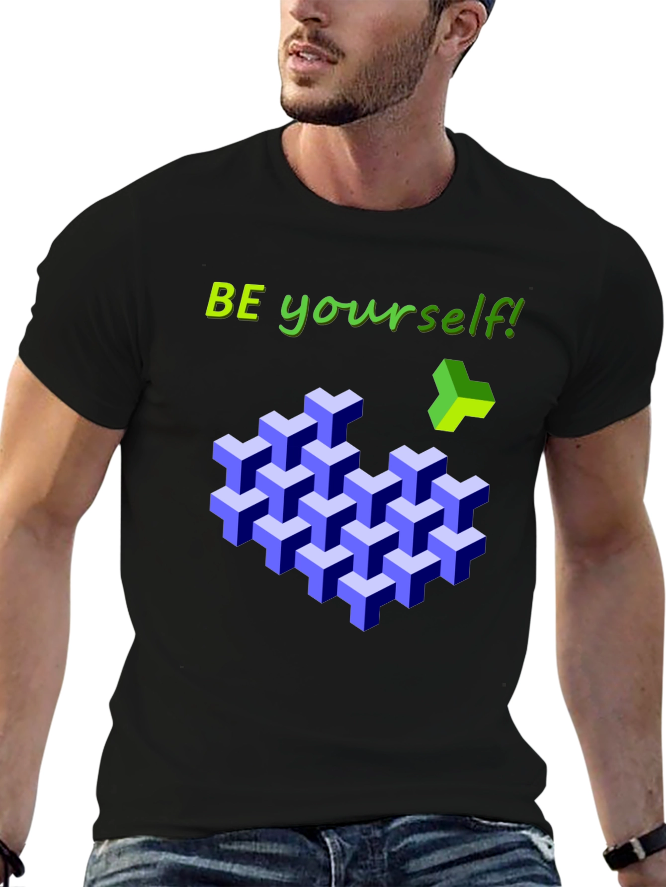 Be Yourself 3D Cube Tee - Stylish Graphic T-Shirt