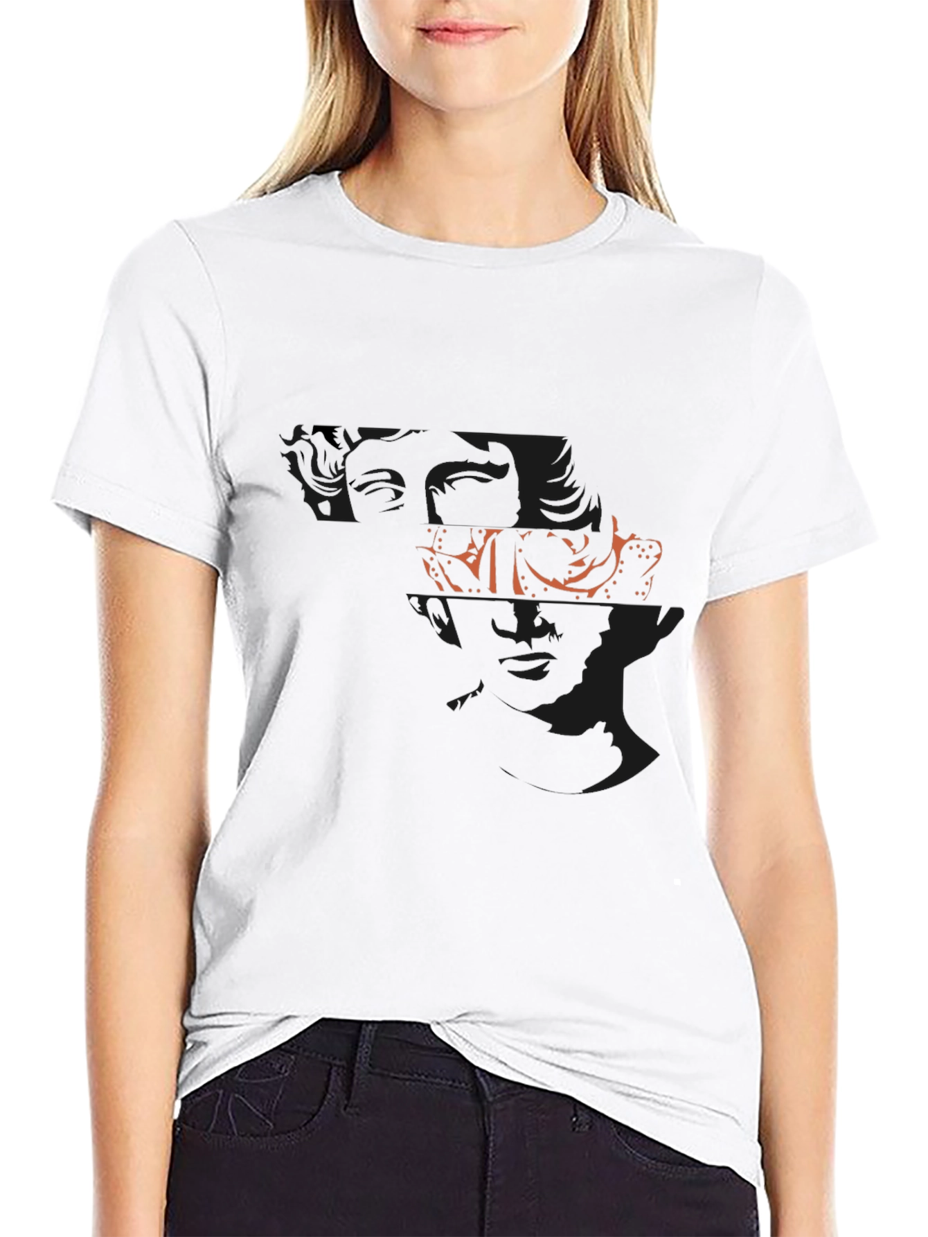 Abstract Face Graphic Black Tee