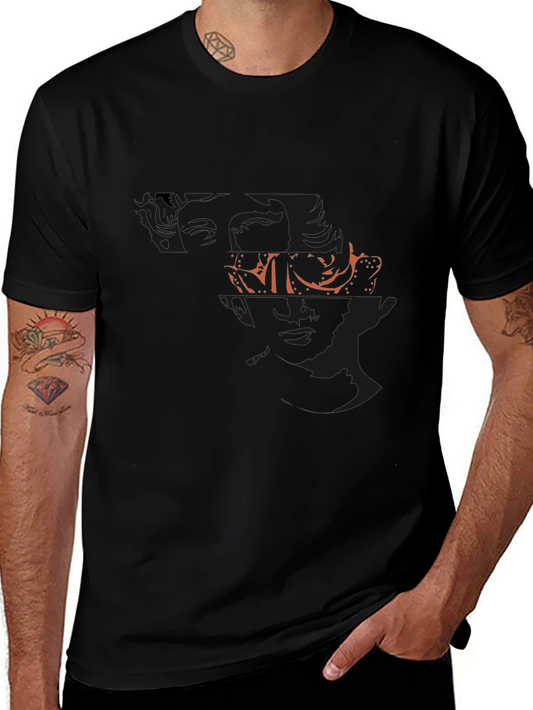 Abstract Face Graphic Black Tee