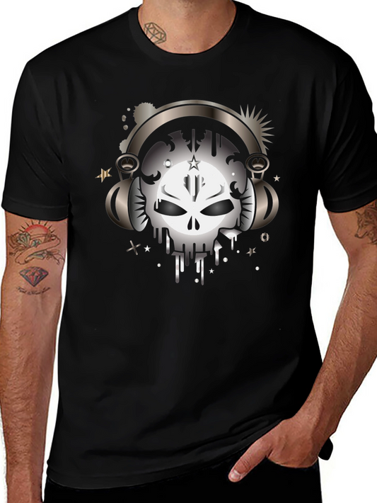 Skull Headphones Graphic Black T-Shirt