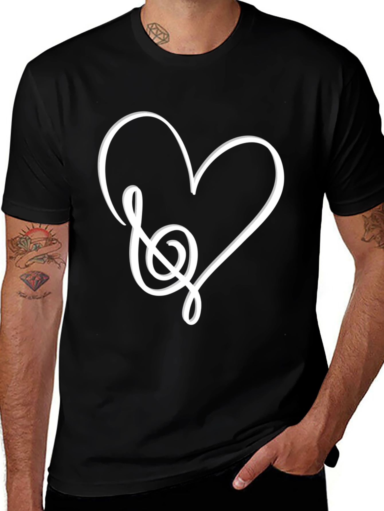 Musical Heart Graphic Tee - Black