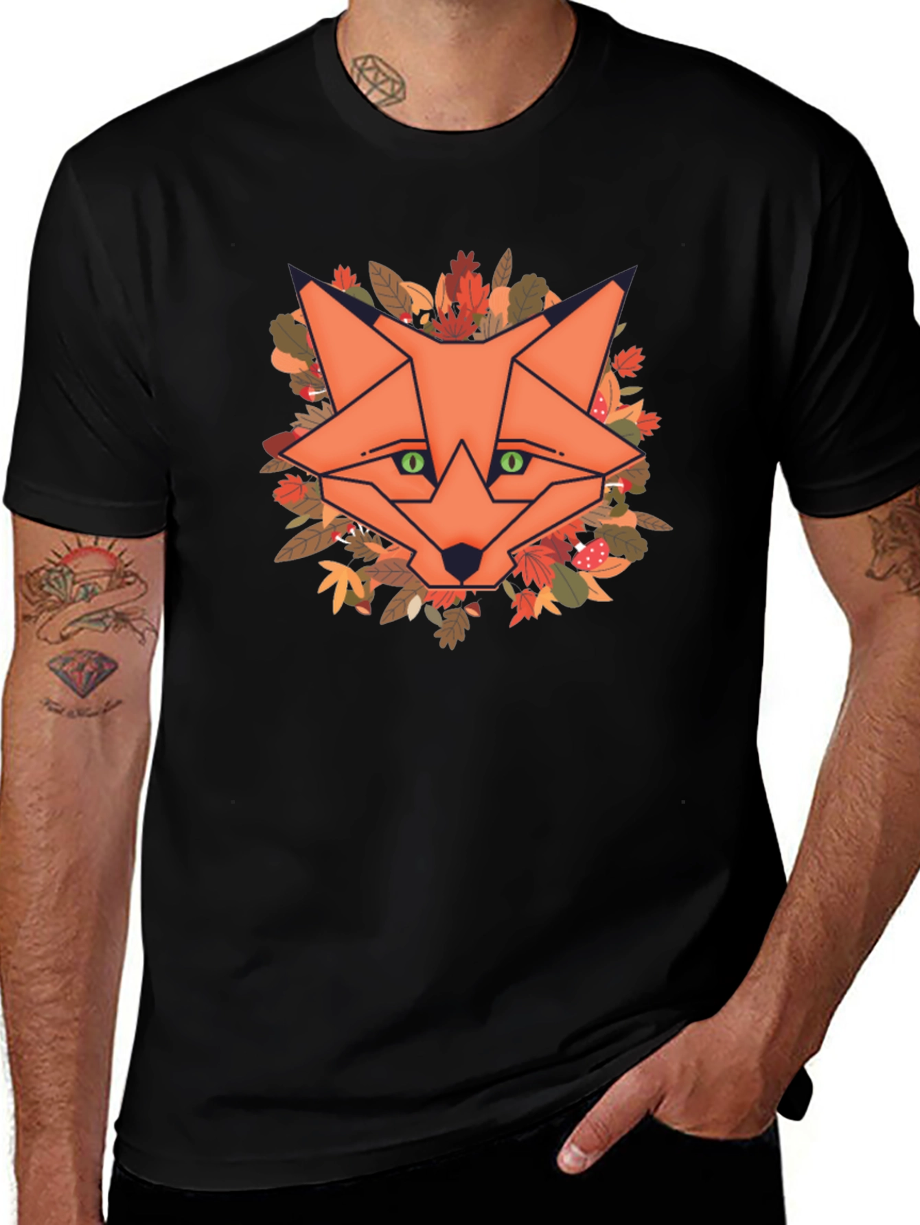 Geometric Fox Graphic Tee - Autumn Style