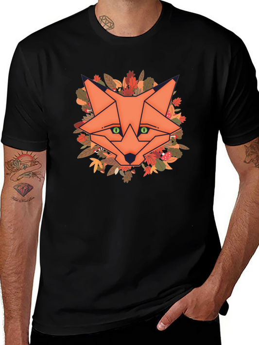 Geometric Fox Graphic Tee - Autumn Style