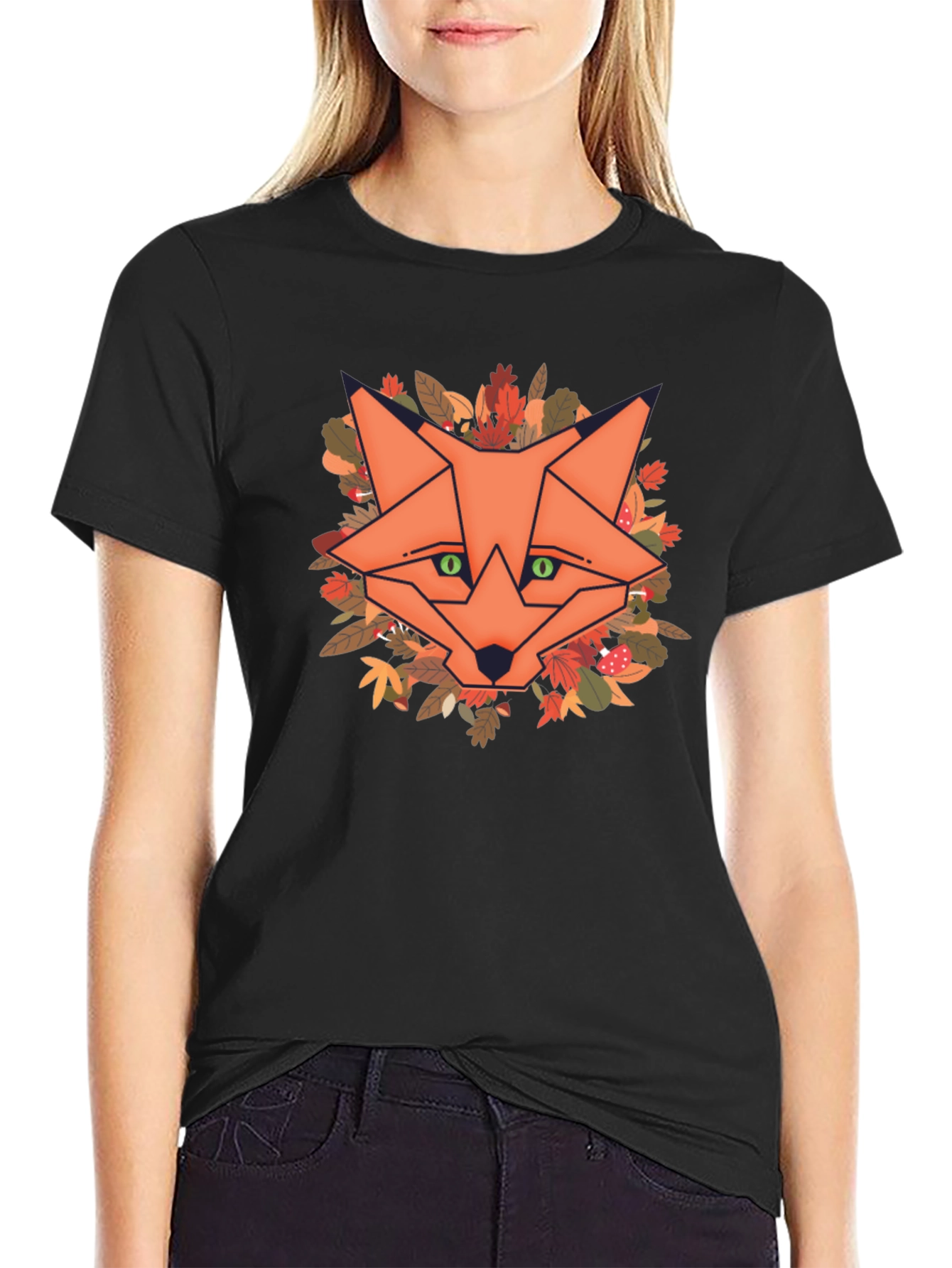 Geometric Fox Graphic Tee - Autumn Style