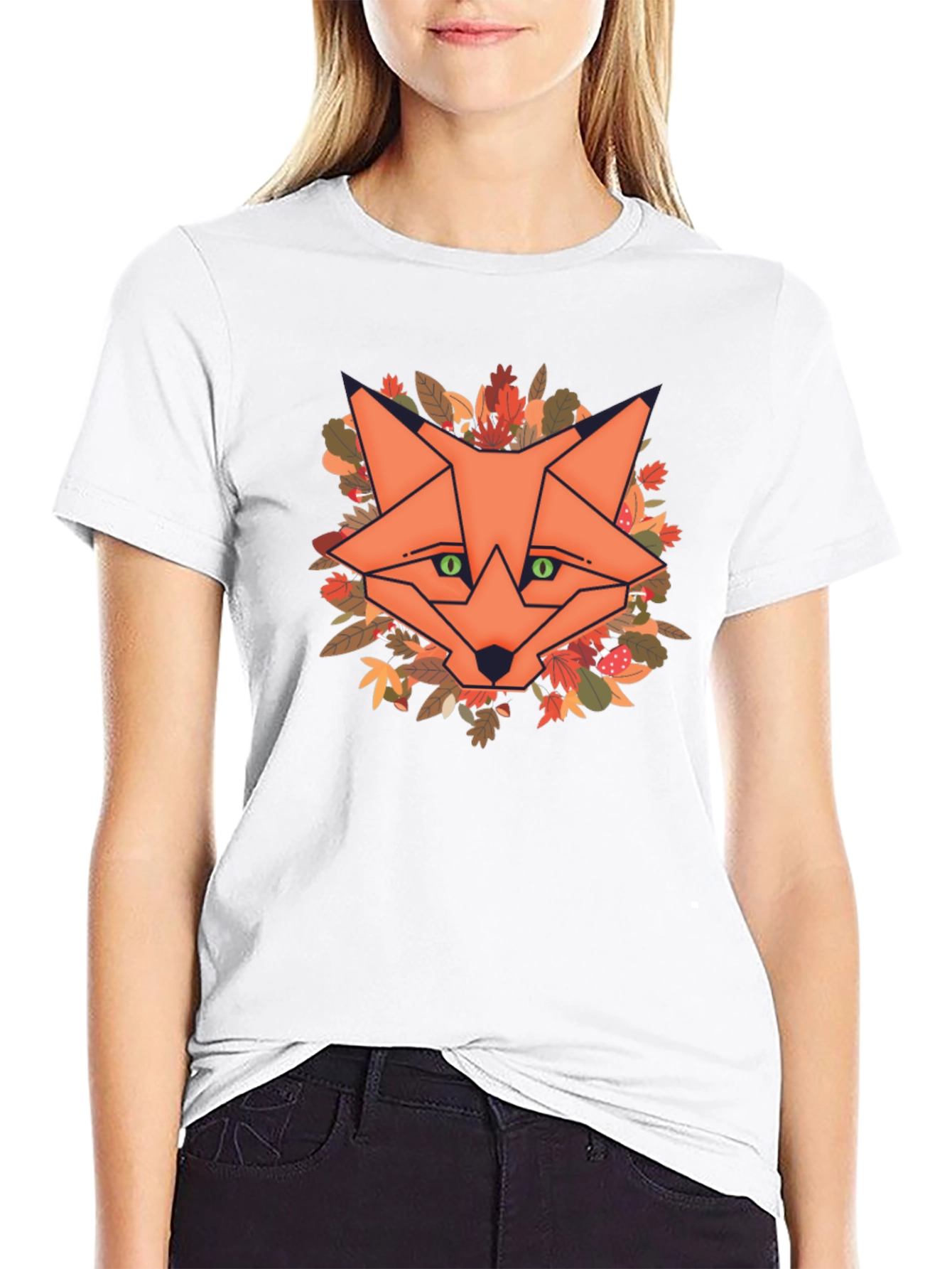 Geometric Fox Graphic Tee - Autumn Style
