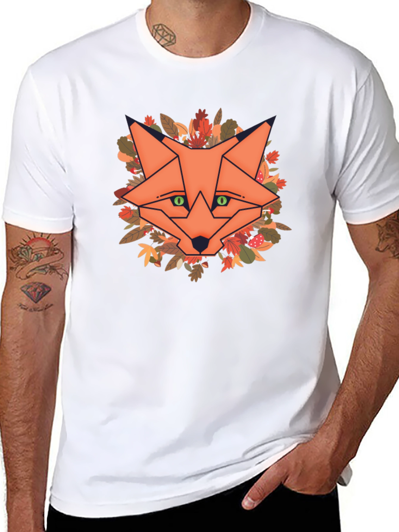 Geometric Fox Graphic Tee - Autumn Style