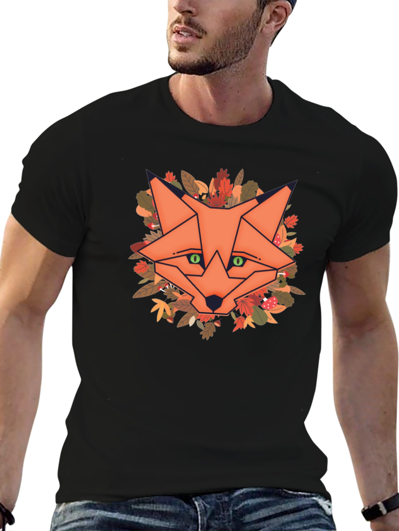 Geometric Fox Graphic Tee - Autumn Style