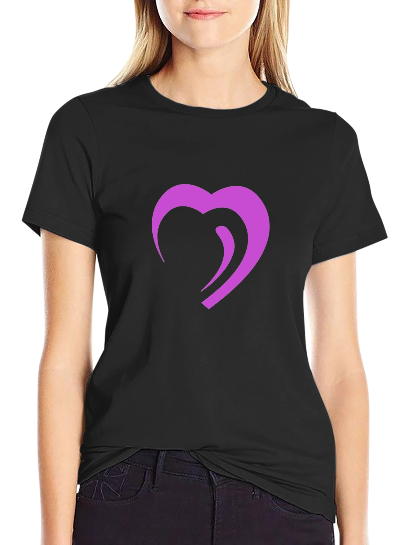 Modern Heart Graphic Black T-Shirt
