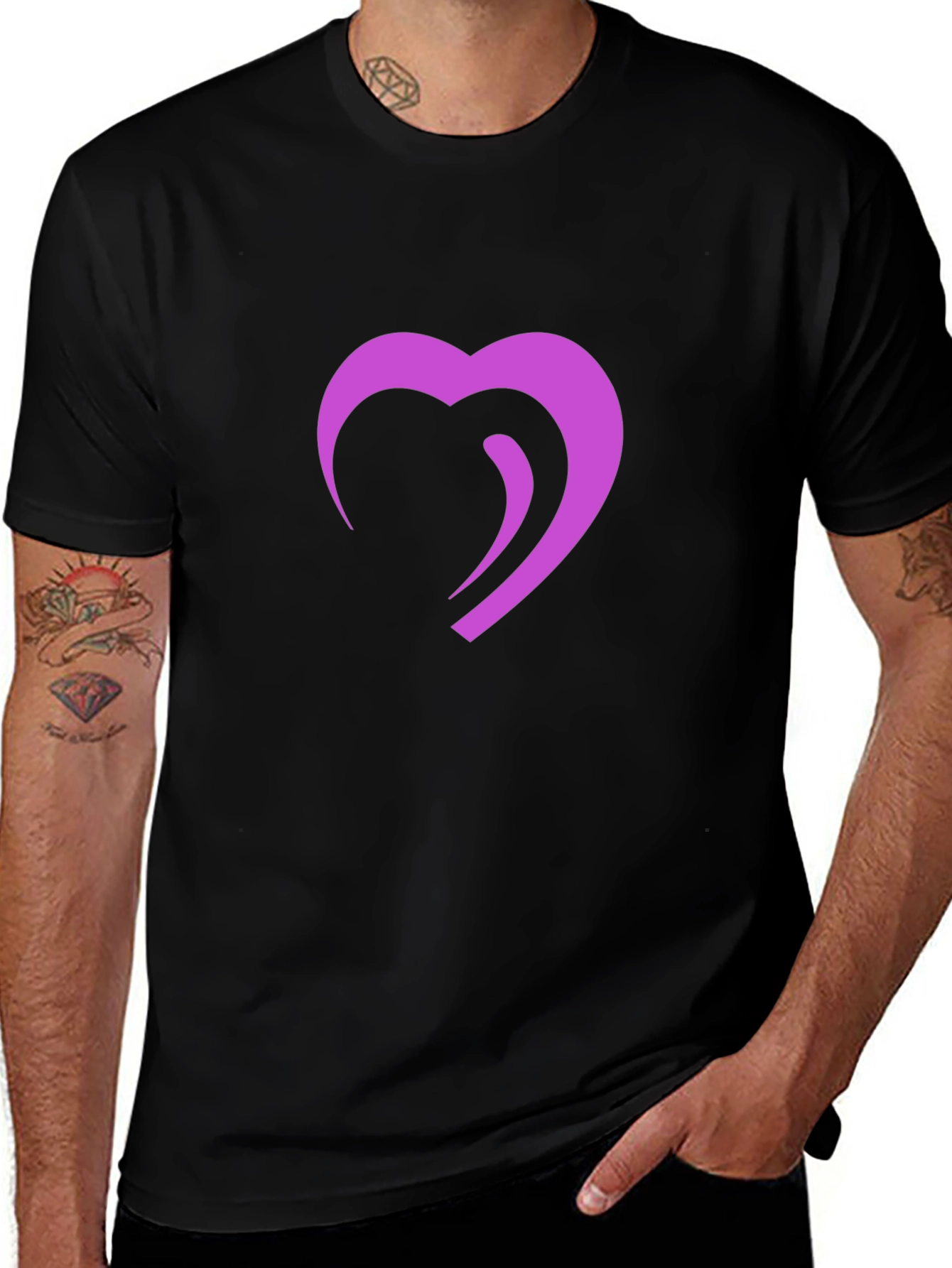 Modern Heart Graphic Black T-Shirt