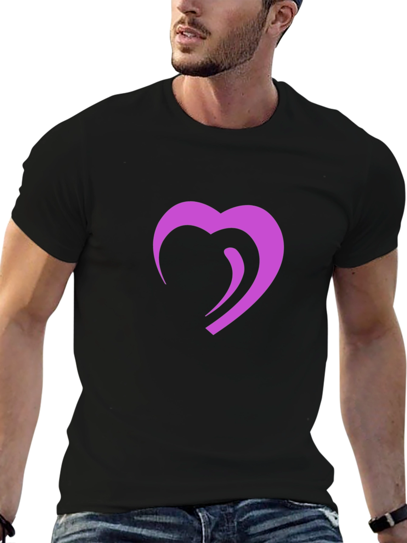 Modern Heart Graphic Black T-Shirt