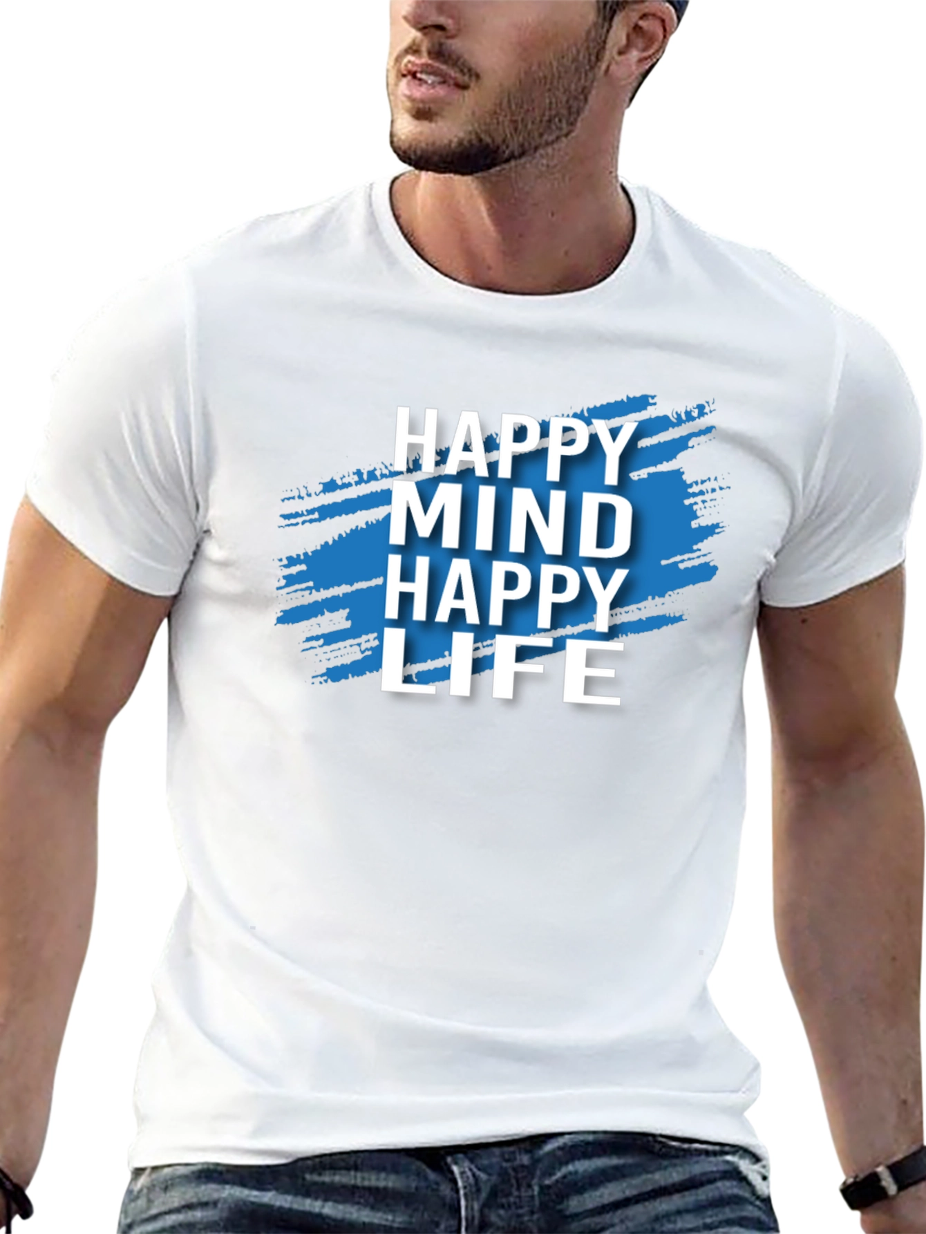 Happy Mind Happy Life Graphic Tee - Black