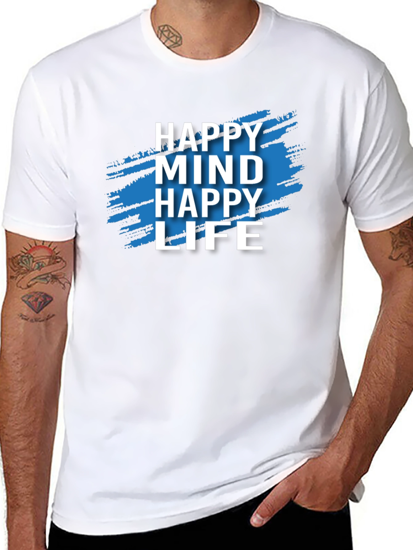 Happy Mind Happy Life Graphic Tee - Black
