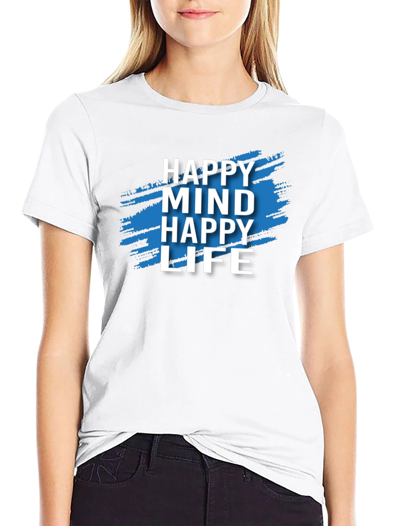 Happy Mind Happy Life Graphic Tee - Black