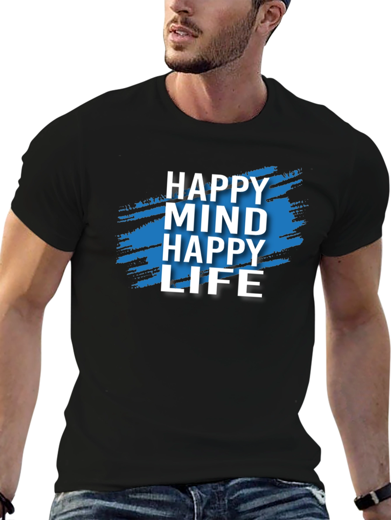 Happy Mind Happy Life Graphic Tee - Black