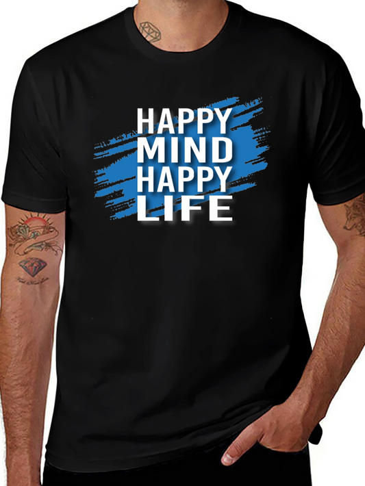 Happy Mind Happy Life Graphic Tee - Black