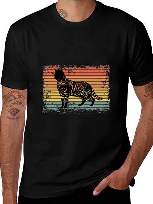 Retro Cat T-Shirt - Vintage Style Feline Graphic Tee