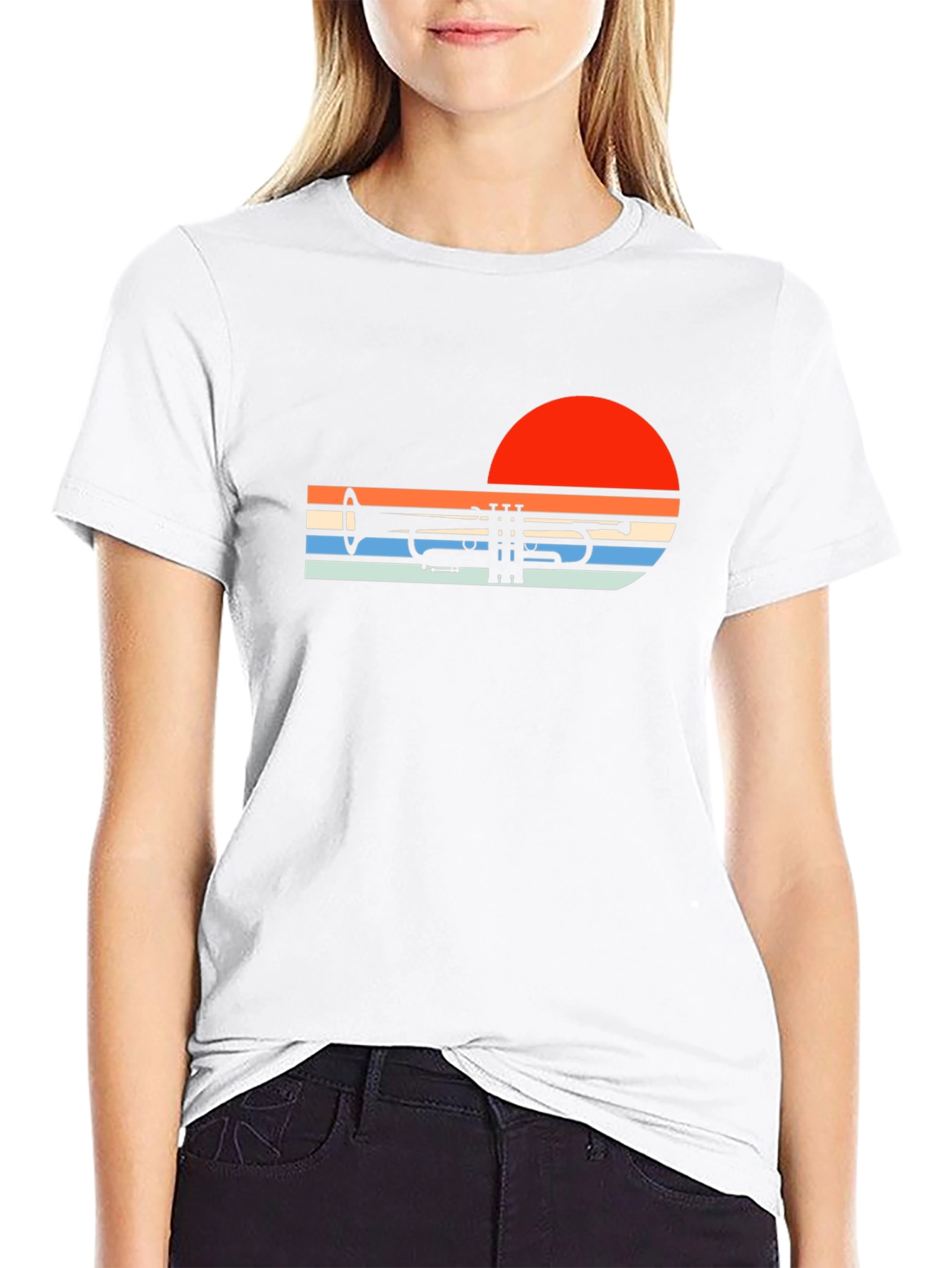 Retro Trumpet Sunset Graphic Tee