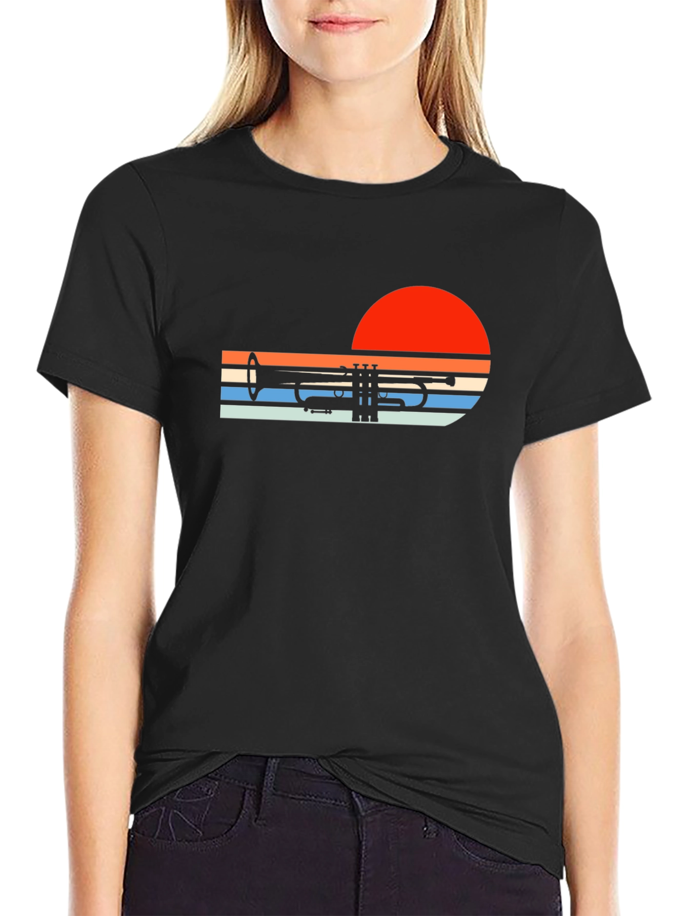 Retro Trumpet Sunset Graphic Tee