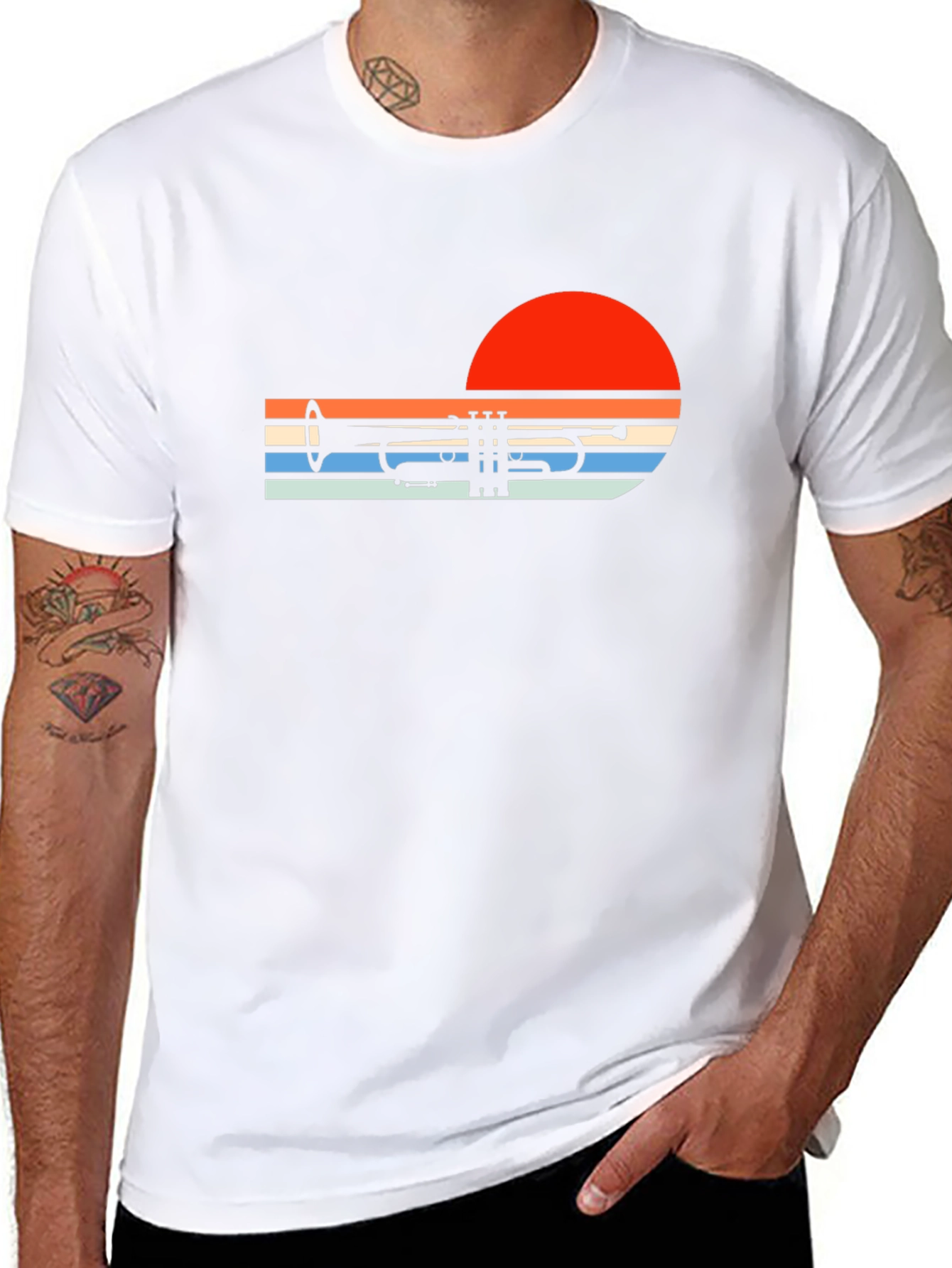 Retro Trumpet Sunset Graphic Tee
