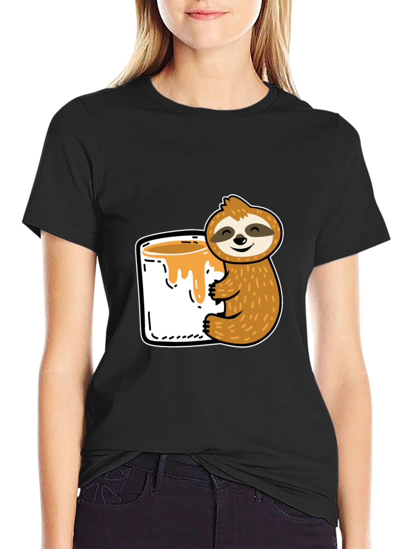 Sloth & Honey T-Shirt - Cute Cartoon Graphic Tee