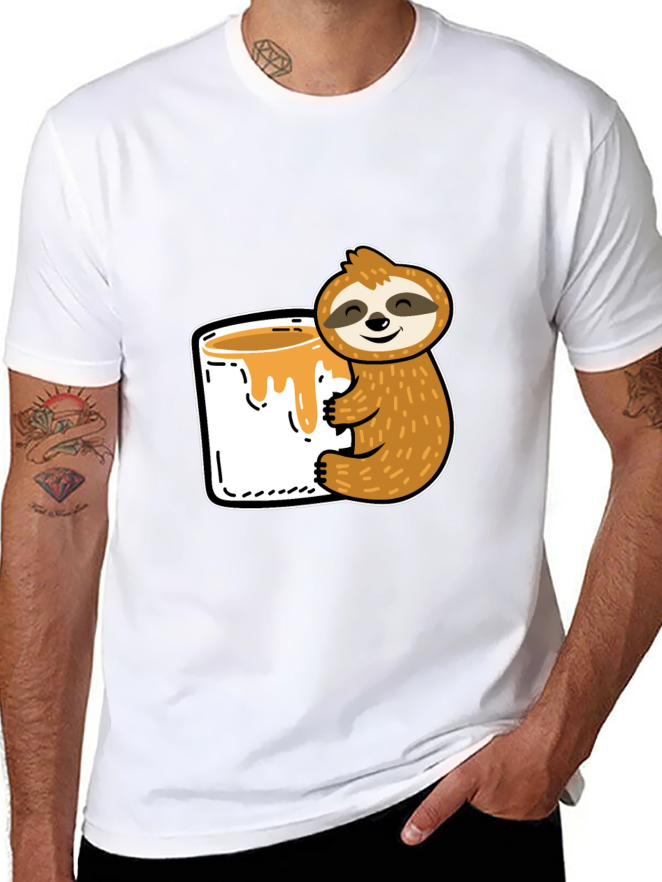 Sloth & Honey T-Shirt - Cute Cartoon Graphic Tee