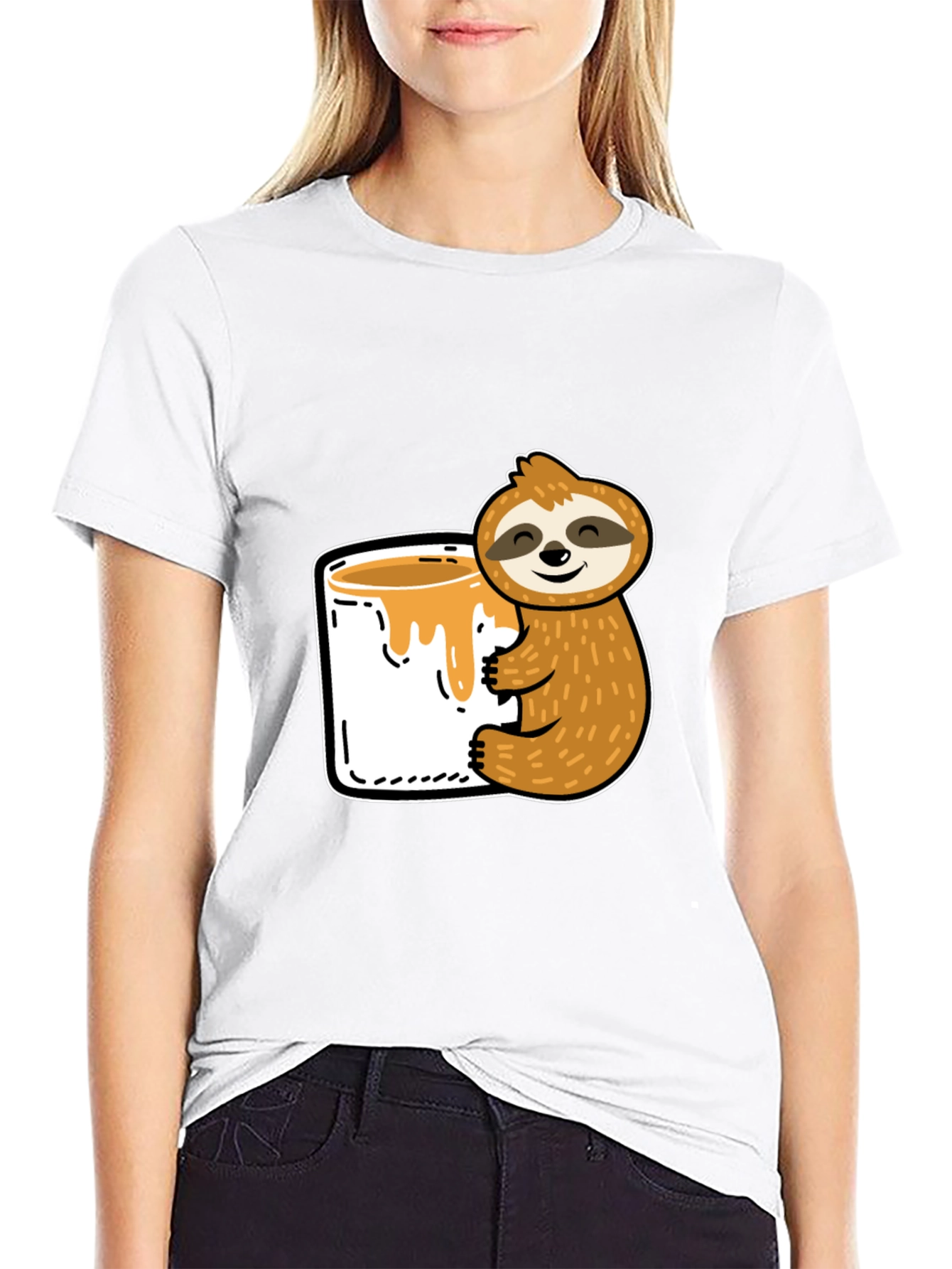 Sloth & Honey T-Shirt - Cute Cartoon Graphic Tee