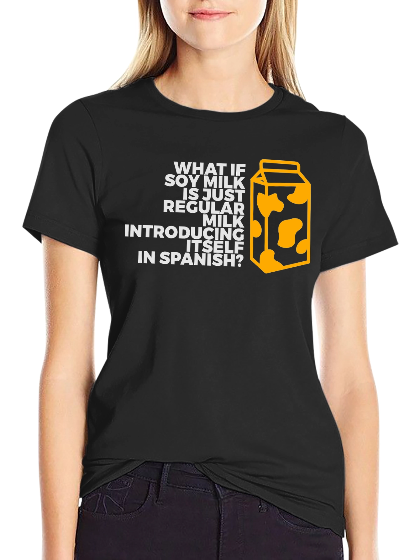 Soy Milk Spanish Joke Black T-Shirt