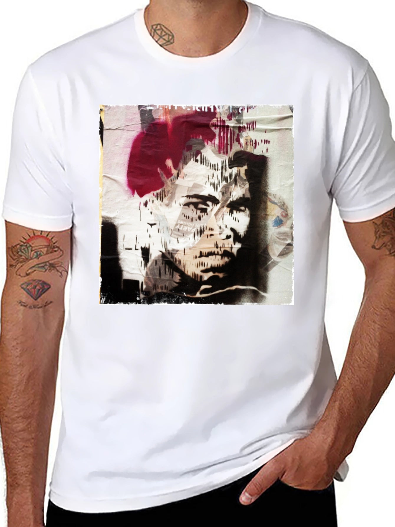 Abstract Graphic Print Black Cotton T-Shirt