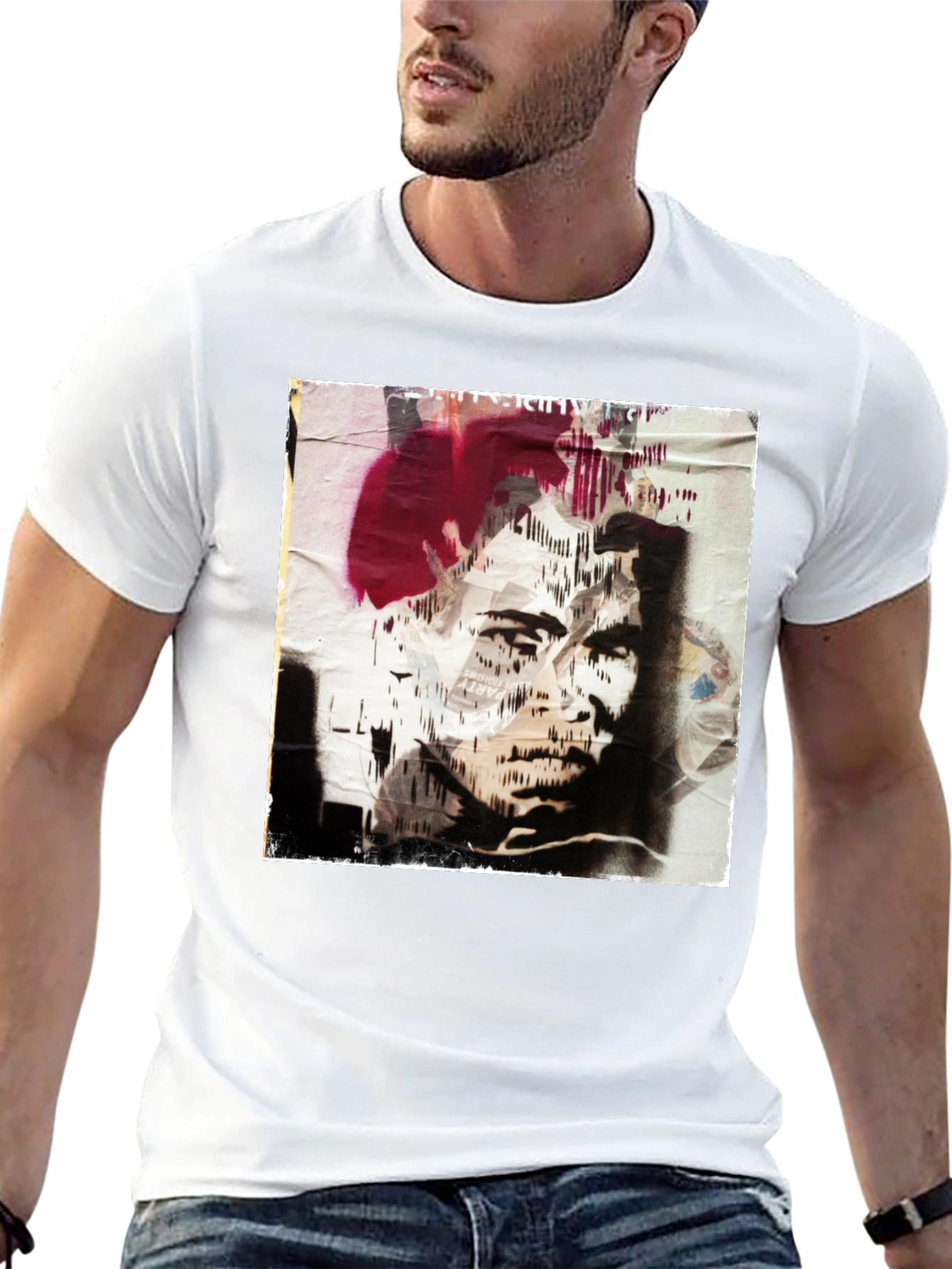 Abstract Graphic Print Black Cotton T-Shirt