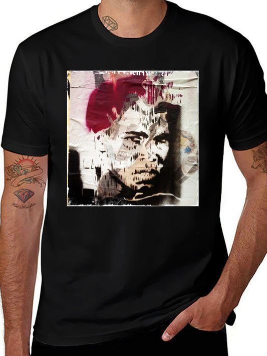 Abstract Graphic Print Black Cotton T-Shirt