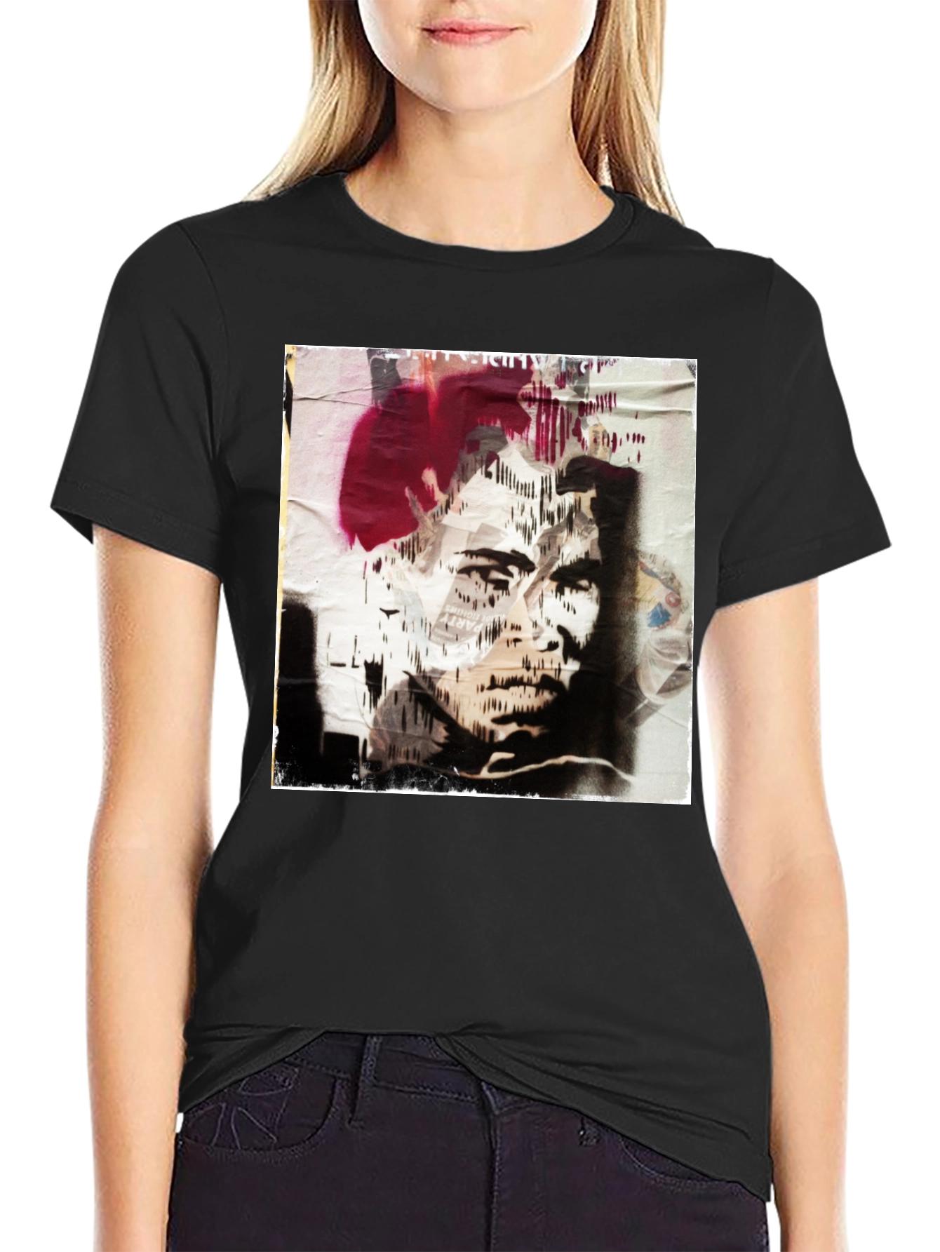 Abstract Graphic Print Black Cotton T-Shirt