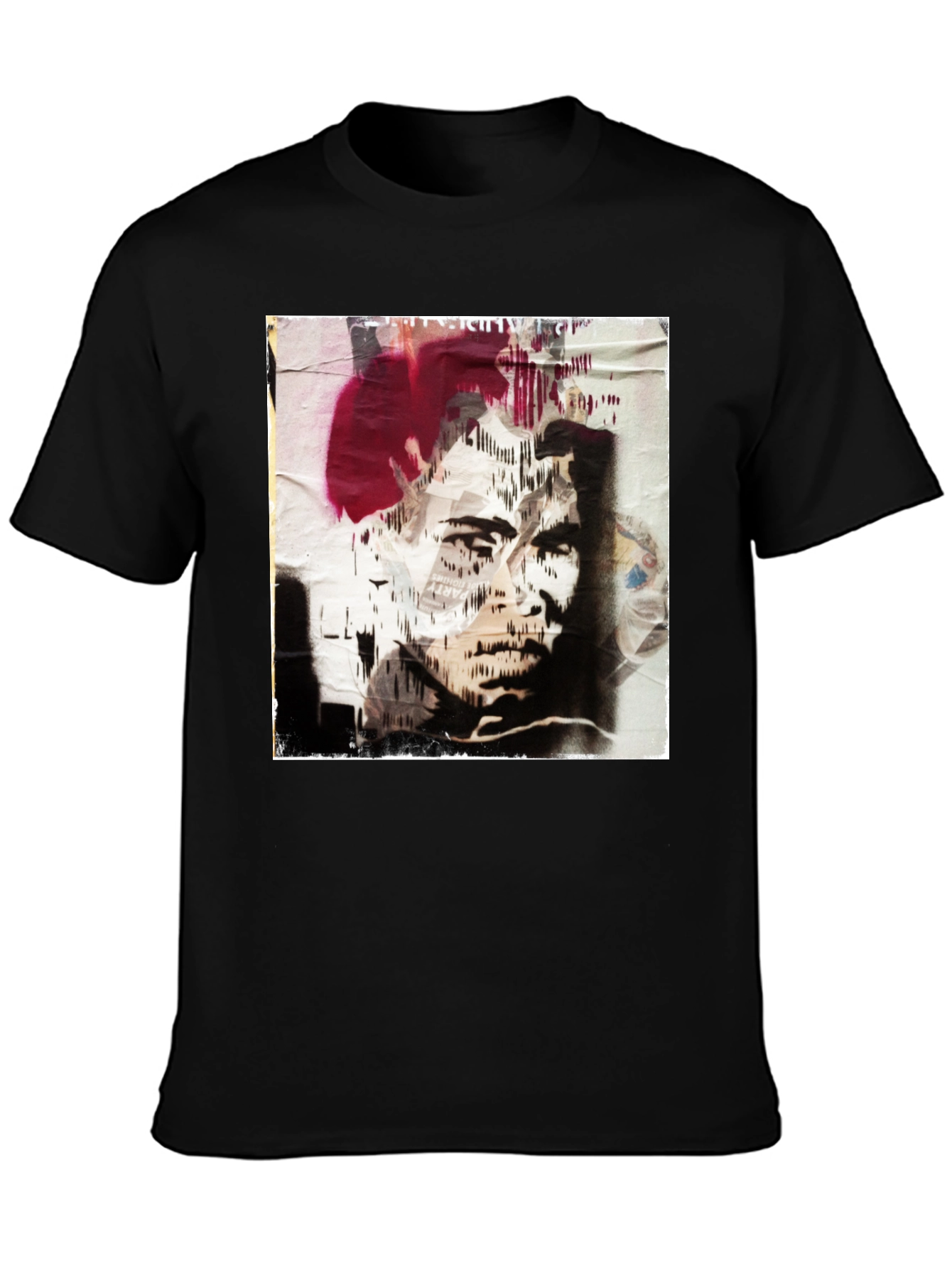 Abstract Graphic Print Black Cotton T-Shirt